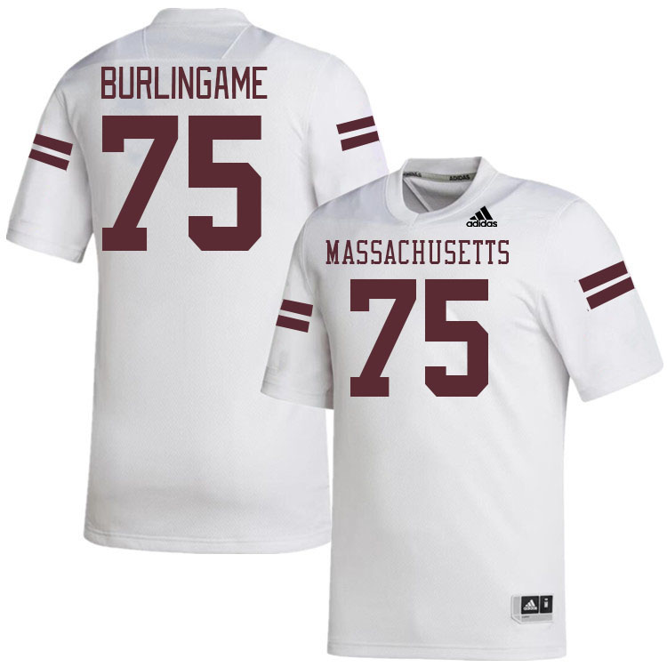 Massachusetts Minutemen #75 Tanner Burlingame College Football Jerseys Stitched-White